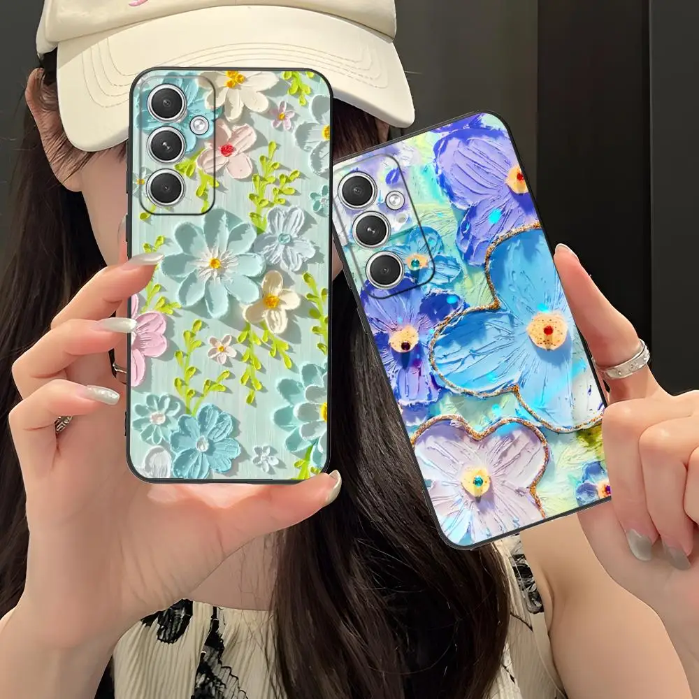 Oil Painting Flower Mobile Phone Case for Samsung Galaxy S26 S25 S24 S23 S22 S21 S20 Note20 Plus FE Ultra Colorful Cover Cover
