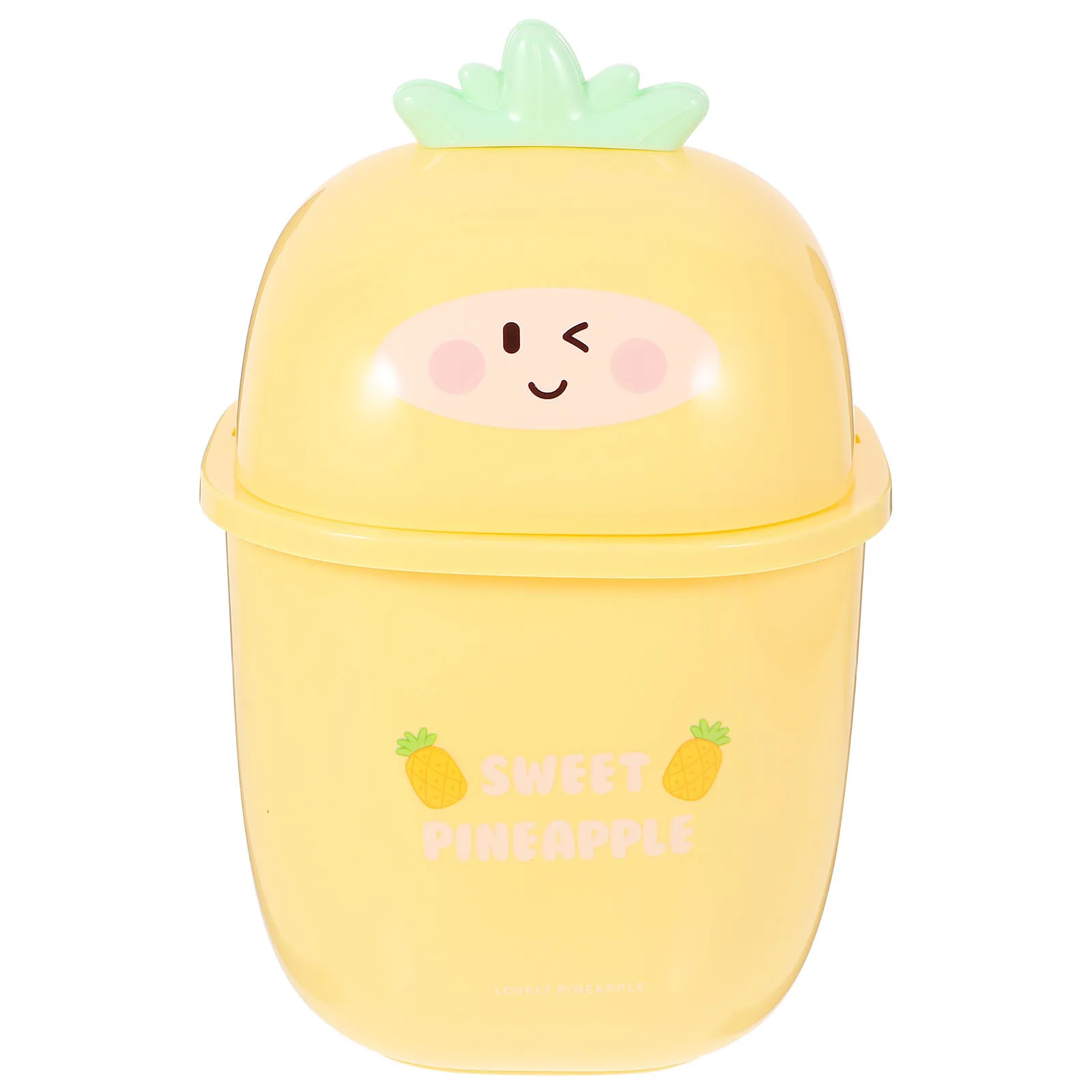 

Creative Desktop Pineapple Trash Can Lid Cover Odor Proof Small Trash Bin for Home Office Desk Decor Portable Waste Basket