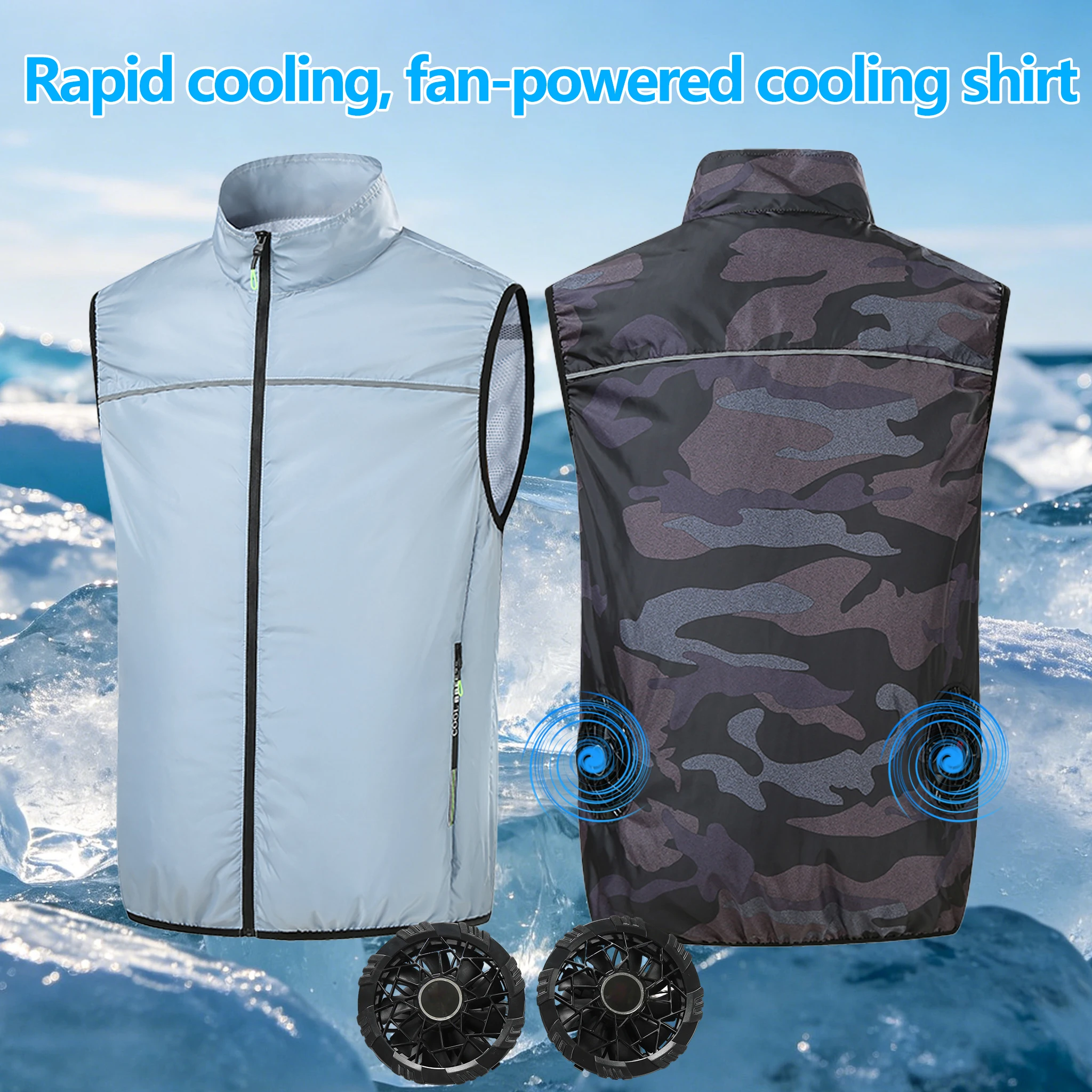 

Летняя быстрозасушивающаяся футболка-жилет с двумя охлаждающими вентиляторами, USB-портом и трехскоростным регулятором температуры. Подходит для вас