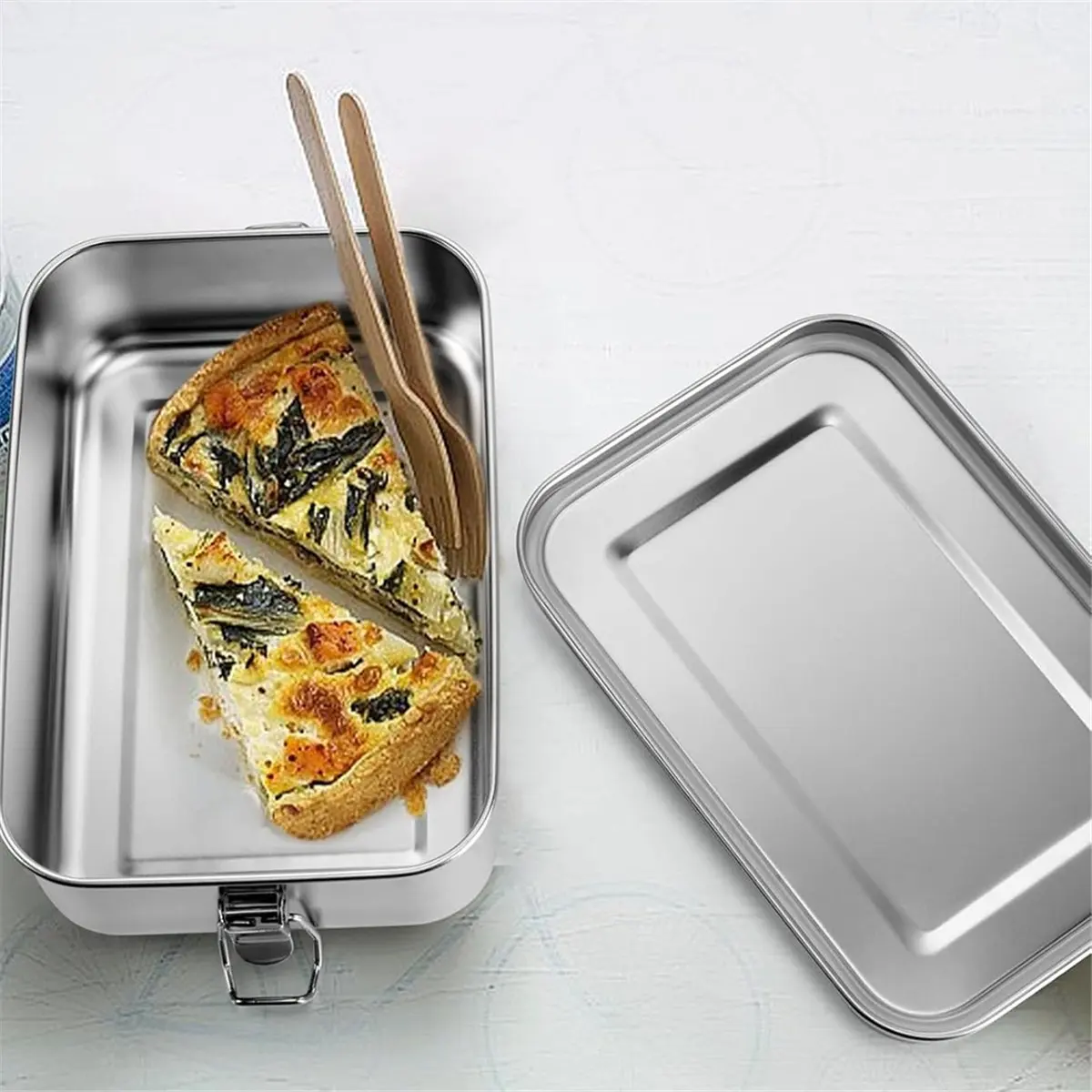 【A47T】28oz Bento Box, Stainless Steel Lunch Box for Teens, Metal Bento Box with 2 Flexible Compartments, 850ml Lunch Box