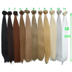ขนตุ๊กตา35ซม. ทนความร้อนทนความร้อนสูงวิกผมตุ๊กตาแบบ DIY สีธรรมชาติ