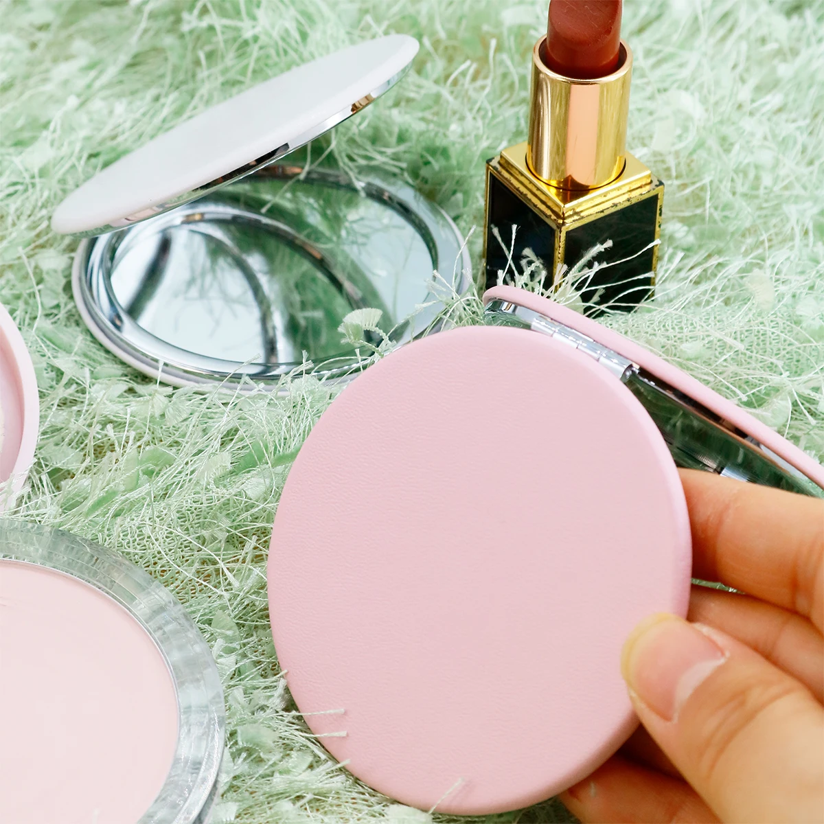 Espejo de Maquillaje Plegable, Mini Espejo, Acero Inoxidable, Aniversario, Día de San Valentín, Regalos para Damas de Honor, Viajes, Portátil, para Mejores Amigas