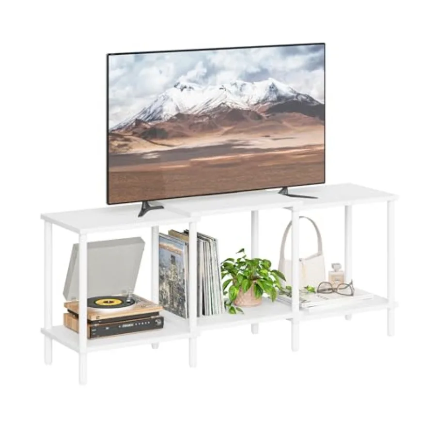 

TV Stand Entertainment Center Industrial TV Media Console Table with Open Storage Shelves 2 Tier TV Cabinet for Living Room Bed