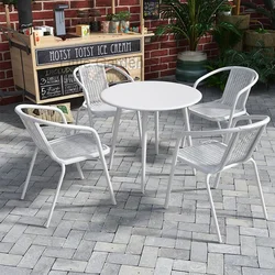 White Wrought Iron Patio Tables and Chairs Terrace Garden Leisure Balcony Waterproof Muebles Jardin Garden Furniture Sets WK50HY