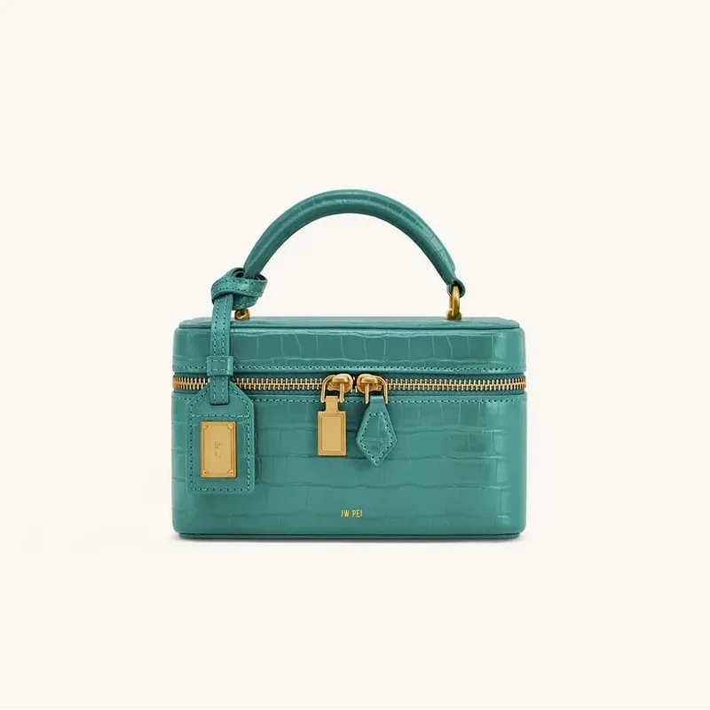

JW PEI Croc Embossed Small Box Bag French Exquisite Shoulder Handbag for Women Elegant Crossbody Purse Daily Commute Party Use