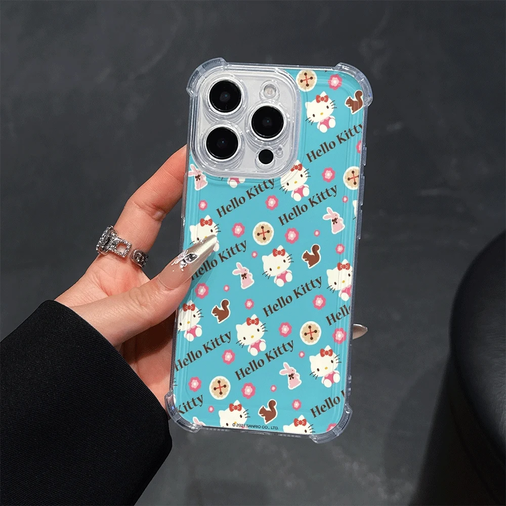

Чехлы для телефонов Sanrio KT для IPhone 14, IPhone 16/15/14/13/12/11/x/xs/xs Max, женский мягкий чехол для телефона Hellokitty Ins, стиль, простота