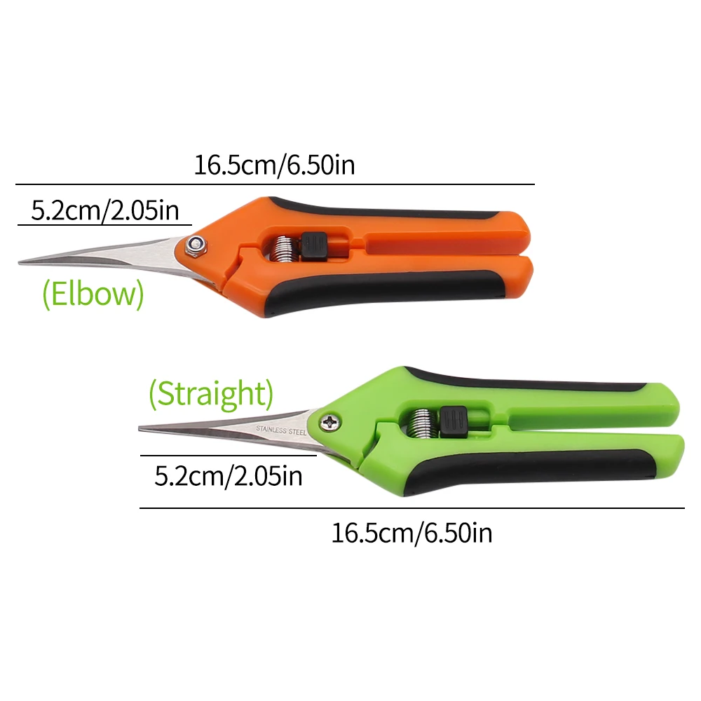 Garden Pruning Shears Stainless Steel Plants Fruit Grape Picking Scissors Horticulture Leaf Trimmer Straight Elbow Pruning Tools