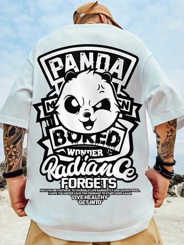 Camiseta casual de manga curta solta masculina, roupa de casal, blusa de algodão de meia manga, estampa grande, moda hip hop, nova, verão, 8XL