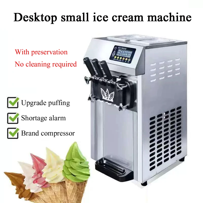 

Commercial Ice Cream Maker 22-30L/H Yield 2200W Countertop Soft Serve Machine Frozen Yogurt Maker for Restaurant Snack Bar