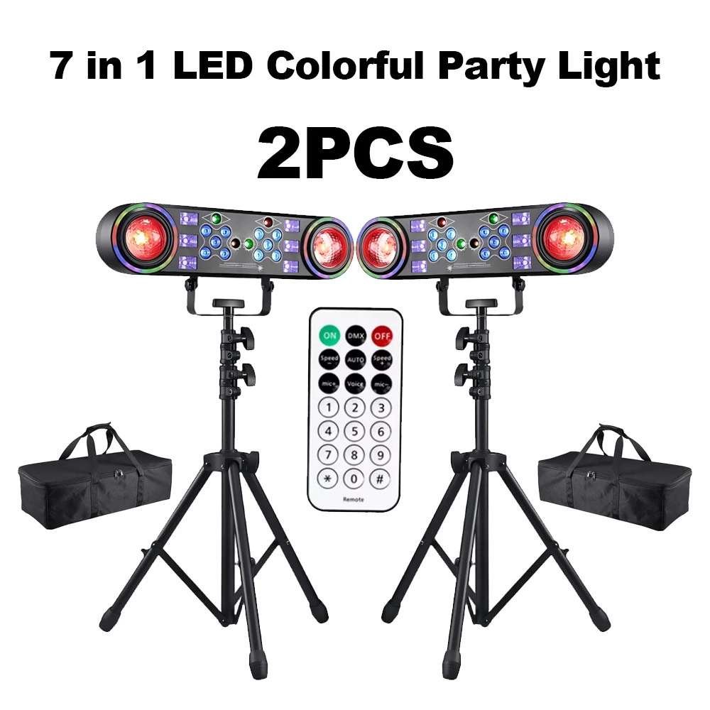 2Pcs 80W LED Magic Ball Stage Light with Red Green Laser DMX Sound Activated Portable Stand Carry Bag for DJ Party Wedding KTV