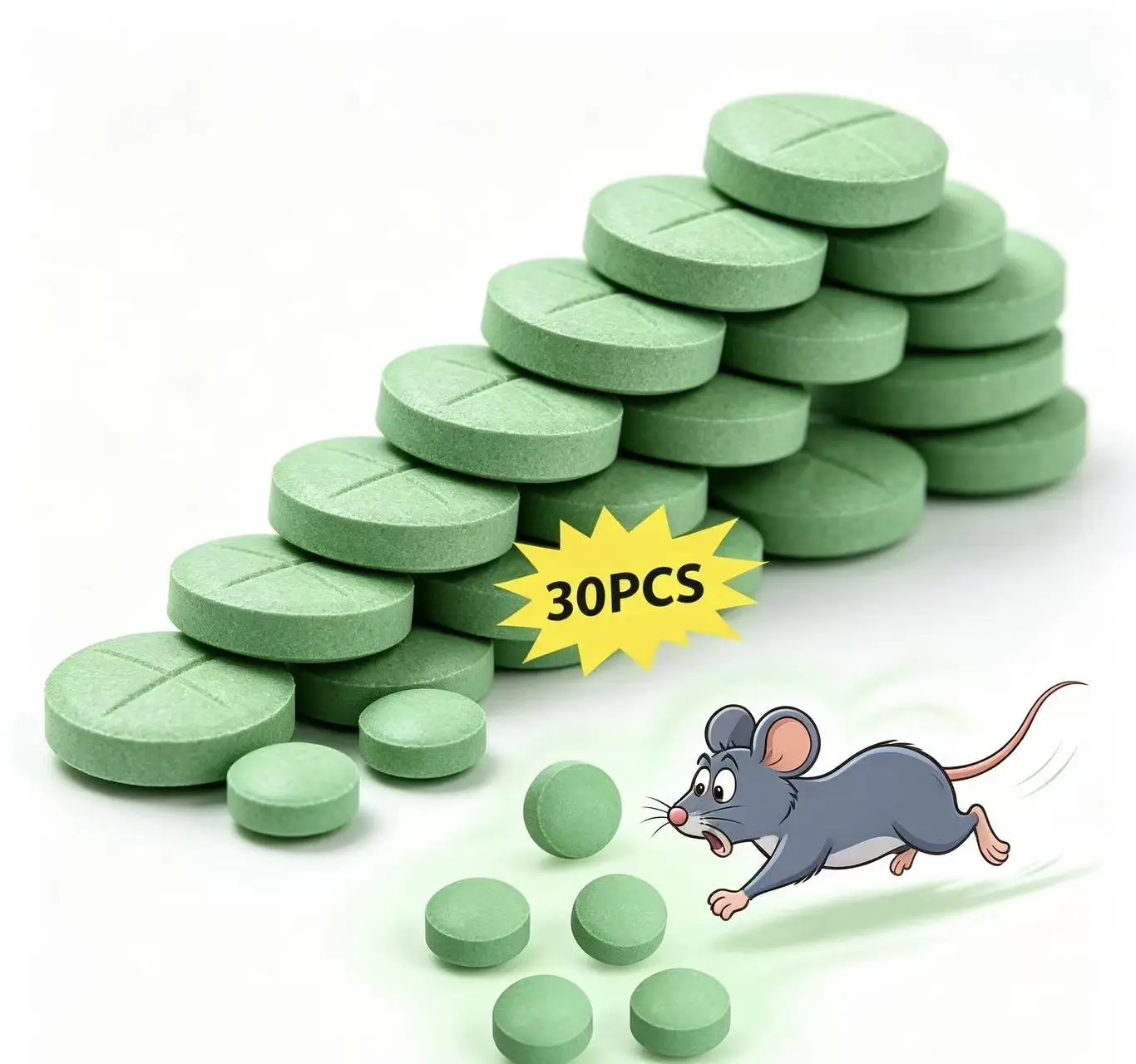 30pcs Mouse Rodent Repellent Green Peppermint Tablets Pest Rodent Repellent Indoor Outdoor Mouse Cockroach Repellent Tablets
