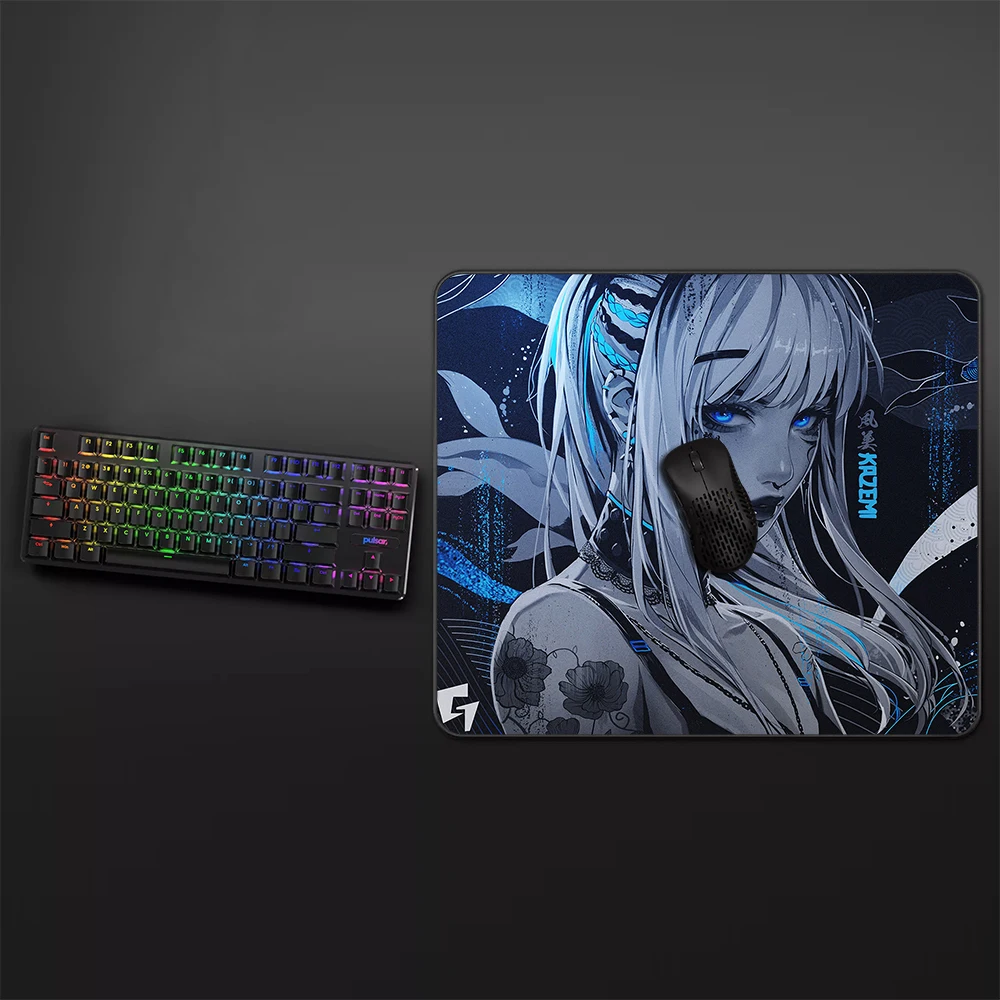 kazemi Gaming Mouse Pad Anime Rubber Computer Desk Mat 45x40CM E-Sports Mouse Pad Gamer Professional Balance Mouse Mat Table Mat