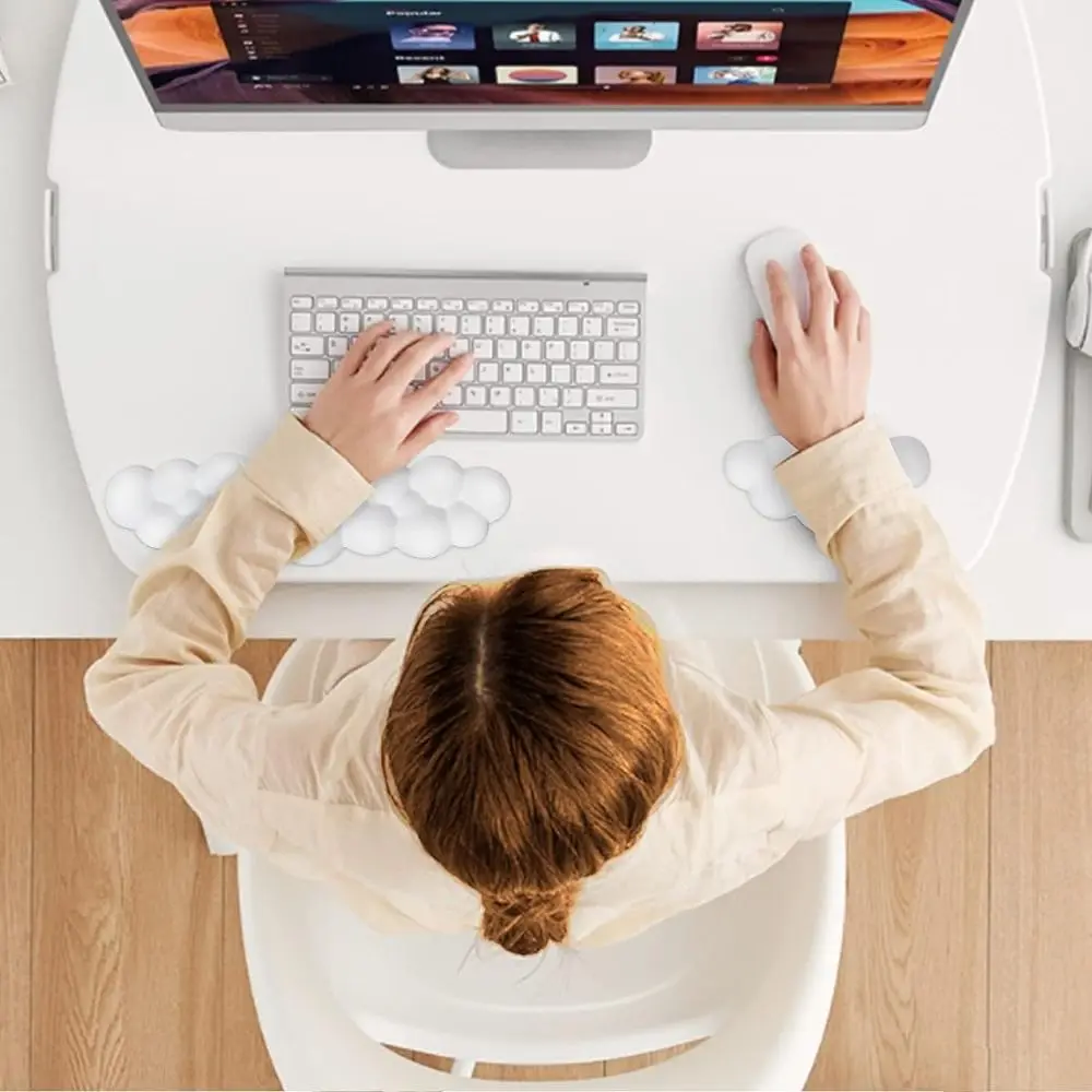 Cloud Shape Non-Slip Keyboard Mouse Pad Soft PU Wrist Rest Mice Mat Home Office Laptop Computer Memory Foam