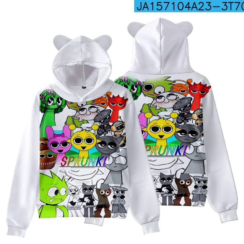 

Sprunki Hoodie Wenda Pinki Sweatshirt Funny Cartoon Game Figure Graphic Raddy Plush Clothes Costume for Kids Birthday Gift