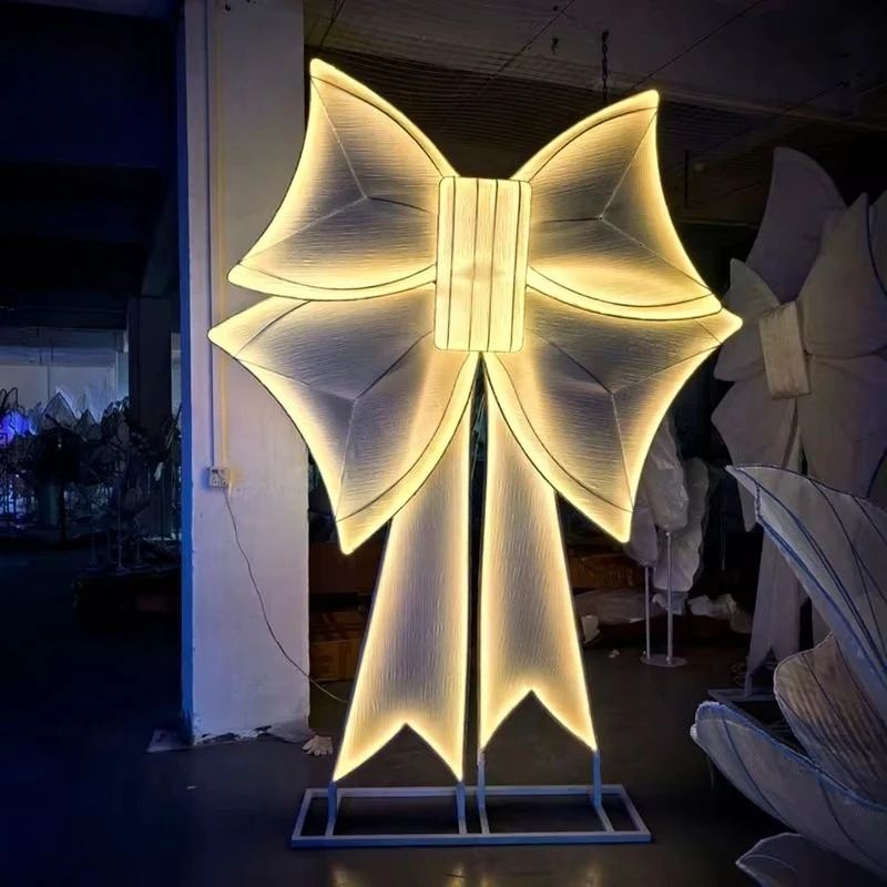 &c Romantic Wedding Arch Backdrop LED Metal Bowknot Frame for Wedding Decorations