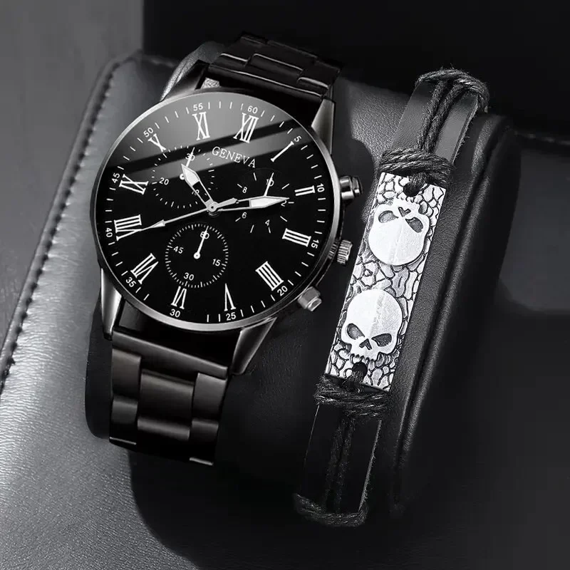 1pc men's fashion watch+1pc accessories, handsome dial, fashionable strap, a good choice for daily wear and gift giving