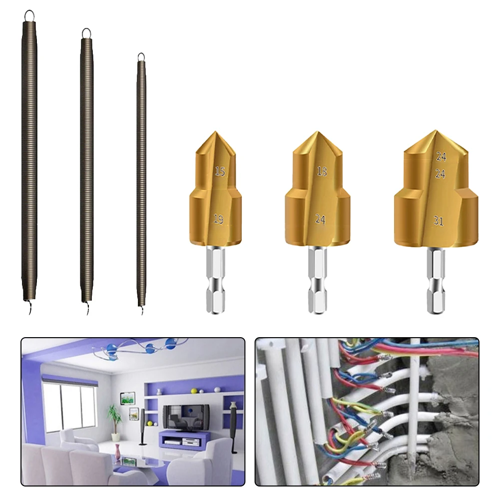 1set Wire Tube Spring Bender PVC/PPR Step Drill Bit Lifting Drill Bit Manual Pipe Threader For Leaking Water Pipe Tool Repair