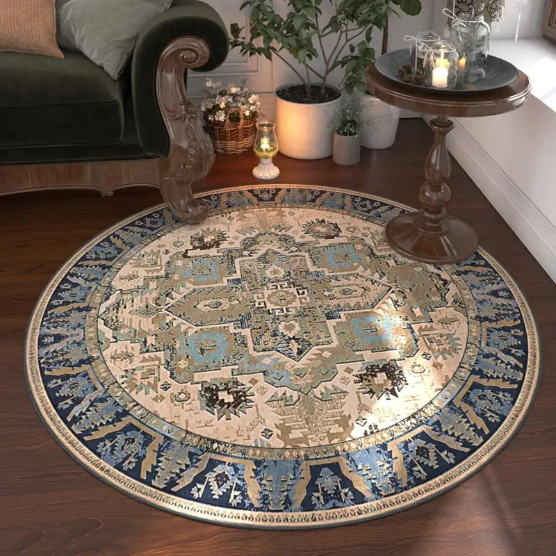 Retro Round Carpets Soft Anti-slip Easy To Clean Bohemia Sofa Rug Living Room Bedroom Floor Mat Yoga Mat Gift Home Decor