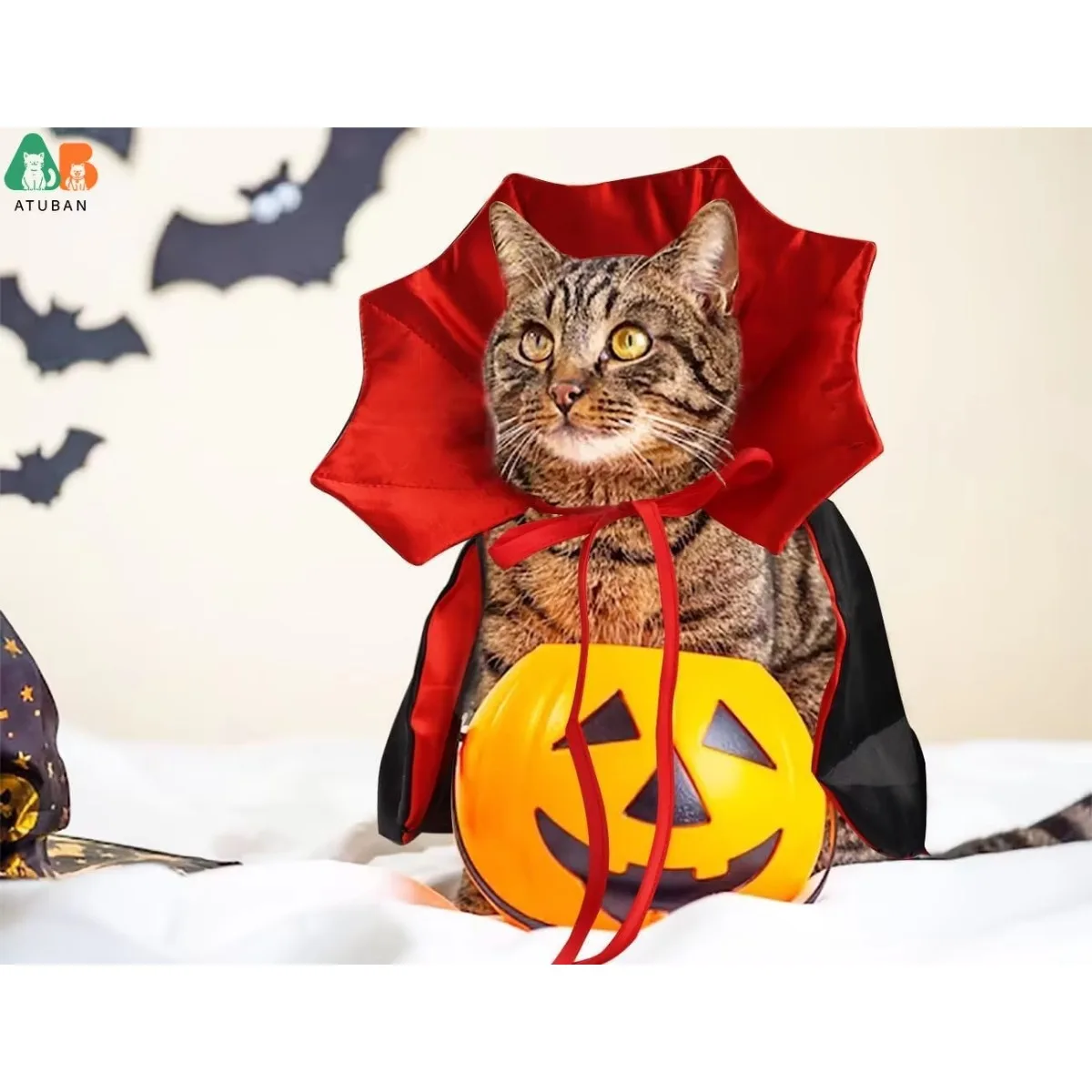 Disfraz de capa de vampiro y gato de Halloween, disfraz de capa ajustable para mascotas, accesorios para mascotas, disfraz, decoración, capucha