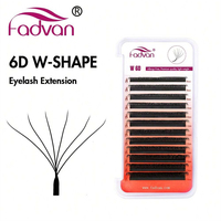 FADVAN 6D W Shape D Curl Eyelash Extension 8-14mm Soft Natural Professional Lashes Premade Volume Fans False Eyeashes