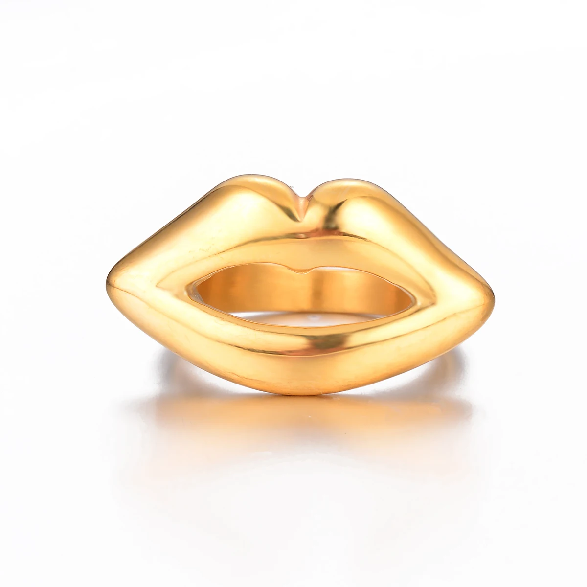 Dropshipping Stainless Steel Mouth Shape Ring For Men Women Gold Color Lips Rings Trendy Style Accessories Party Wholesale