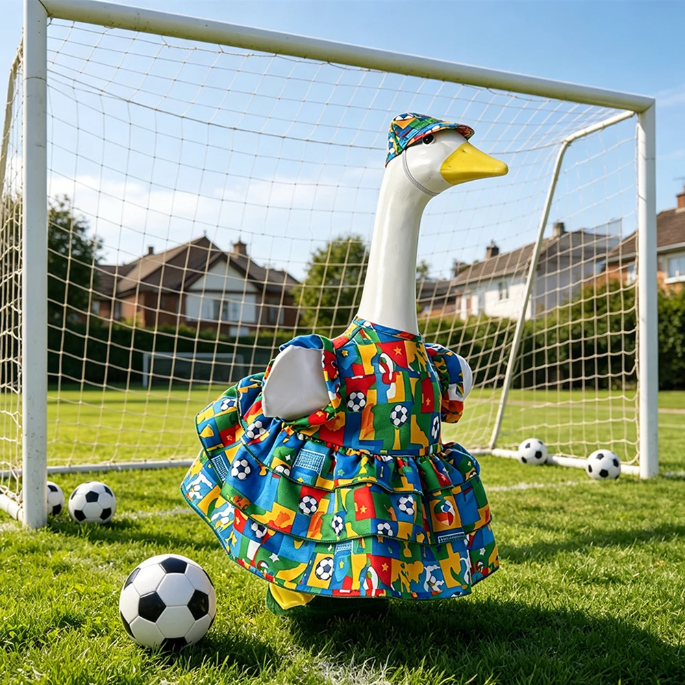 Goose Outfit 23 Inch Football Porch Clothes Lawn Goose Costume Goose Dress for Home Yard Statue Holiday Summer Art Outdoor Decor