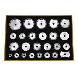 Set of 25PCS Alloy Watch Caseback Presser Die 12mm to 44mm Diameter Press Tool for Watches Repair W6087