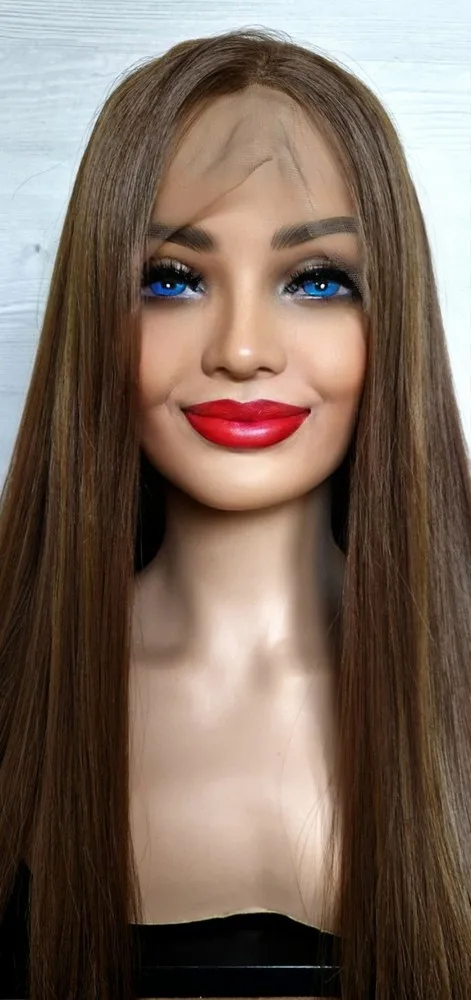 

Dark Chestnut Brown Lace Front Hair Wig Long Sleek Long Wig