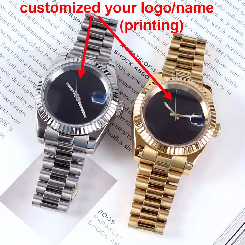 

Customized 36mm 39mm Black Dial DJ Stely Curved Braided automatic man watch NH35A Sapphire Crystal watches man