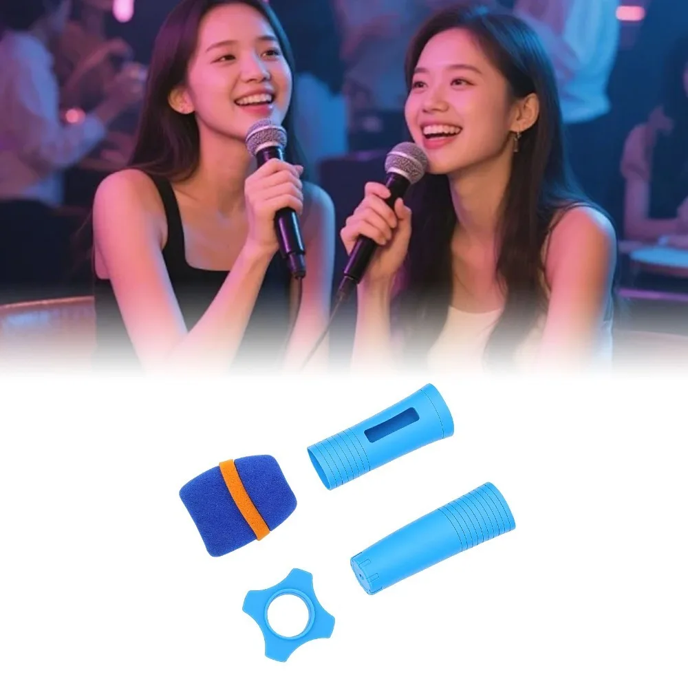 Silicone Wireless Microphone Cover with Windscreen Anti Slip Ring Microphone Handle Sleeve Anti Fall Mic Cover Stage Performance