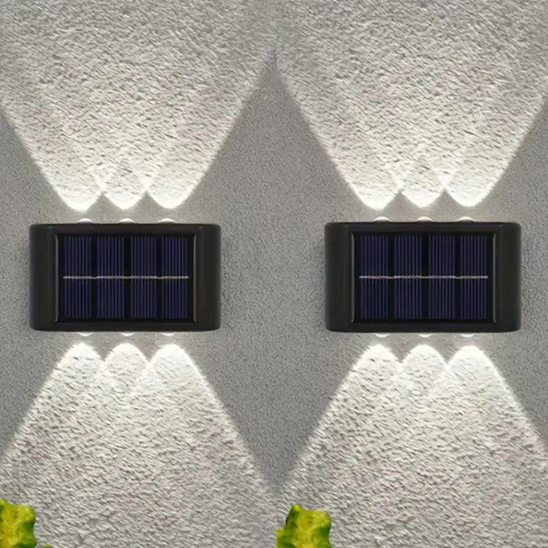 Solar LED Outdoor Wall Light Waterproof Dusk to Dawn Up Down Fence Lamp for Garden Yard Porch Patio, Warm or White, 1/2 Pack