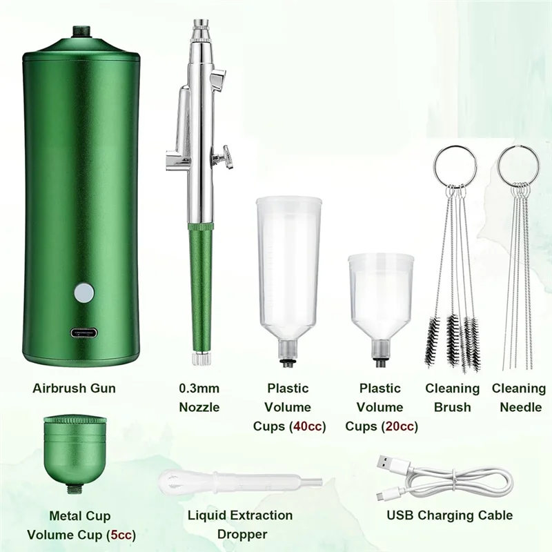 مجموعة A94E-Airbrush مع ضاغط، مسدس هواء غير قابل للانسداد مع فوهة 0.3 مم ومجموعة فرشاة تنظيف للمكياج، فن الأظافر