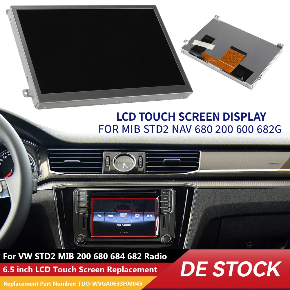 TDO-WVGA0633F00045 Vervangend LCD touchscreen voor VW STD2 MIB Discover 200 682 684 680 Radio 6,5-inch 6,33-inch LCD-scherm - afbeelding 1