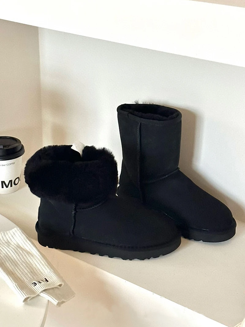 2025 شتاء جديد كلاسيكي الترا منصة صغيرة أحذية بوت قصيرة مع الفراء والفراء التكامل جلد طبيعي حذاء الثلج عالي الرقبة دافئ للنساء #6