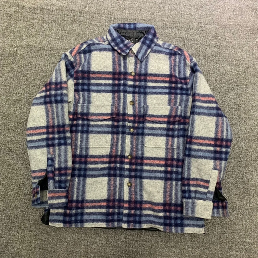 

Cactus Ja Plaid irt Jaet Верхняя одежда Мужская модная городская одежда Long Sve Свободная посадка на пуговицах Бархатная конструкция