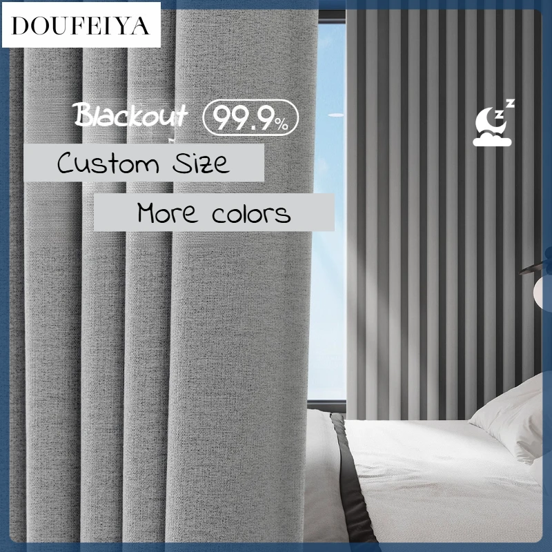 

Custom Size European Gray Lightweight Cotton Linen Hook Type Curtains for Living Dining Room Bedroom White Tulle Elegant Fashion