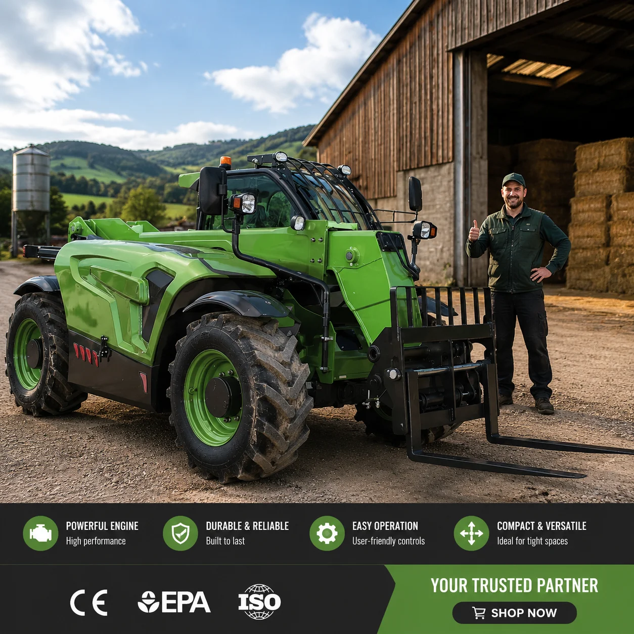Custom CE Euro 5 Telehandler Reach Loader for Industrial Material Handling and Agricultural Construction
