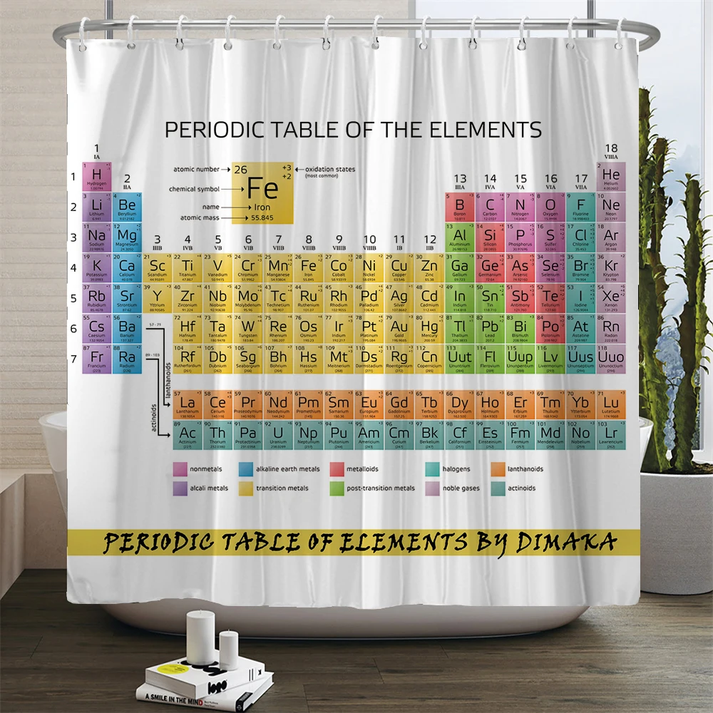 Periodic Table of Elements Shower Curtains Waterproof Bathroom Curtain With Hooks Decoration Creative Personality Shower Curtain