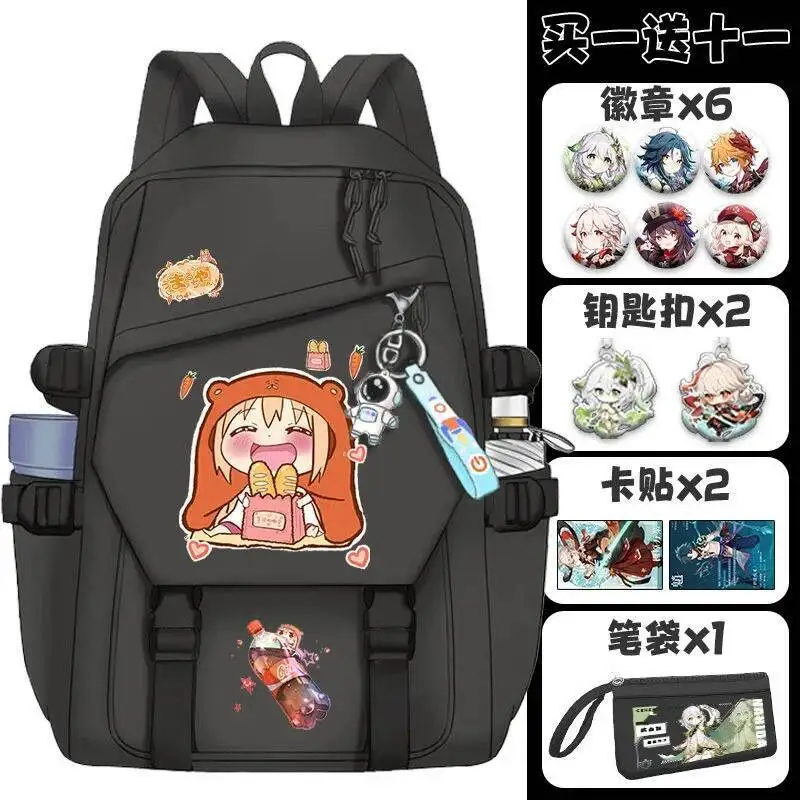 

Anime Game Black White Himouto Umaruchan Student Teens School Bags Large Capacity Mochilas Backpacks