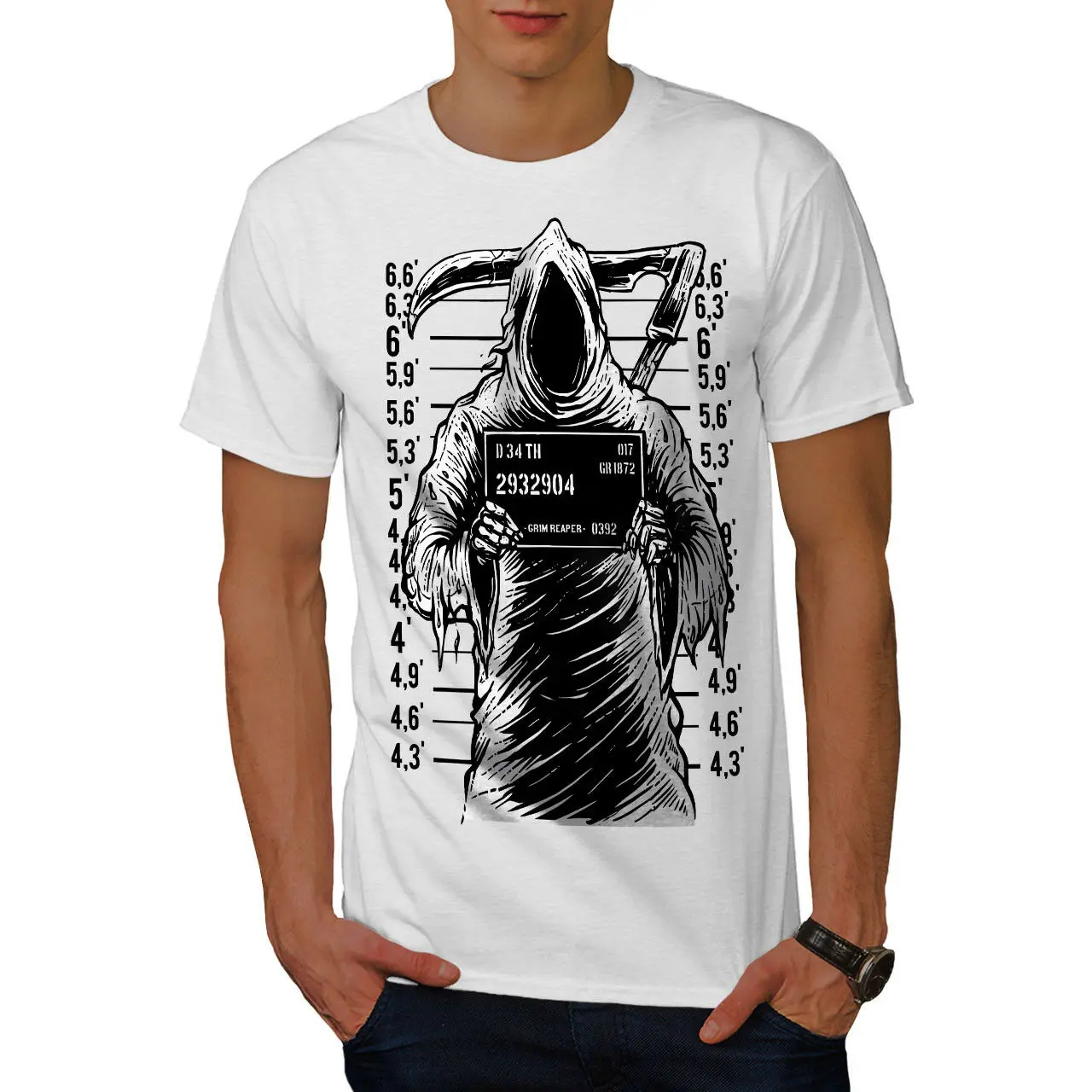Camiseta estampada Grim Reaper con diseño gráfico de terror de prenda. Camiseta de algodón de verano de manga corta con cuello redondo para hombre nueva S-3XL