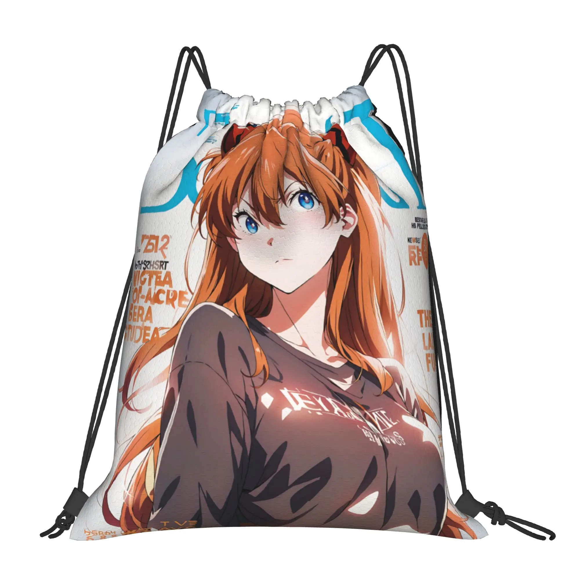bag Pouch Neon Genesis Evangelion EVA Asuka Drawstring Bags Gym Pouch Print Backpack Boy Girls School Shoe Bag