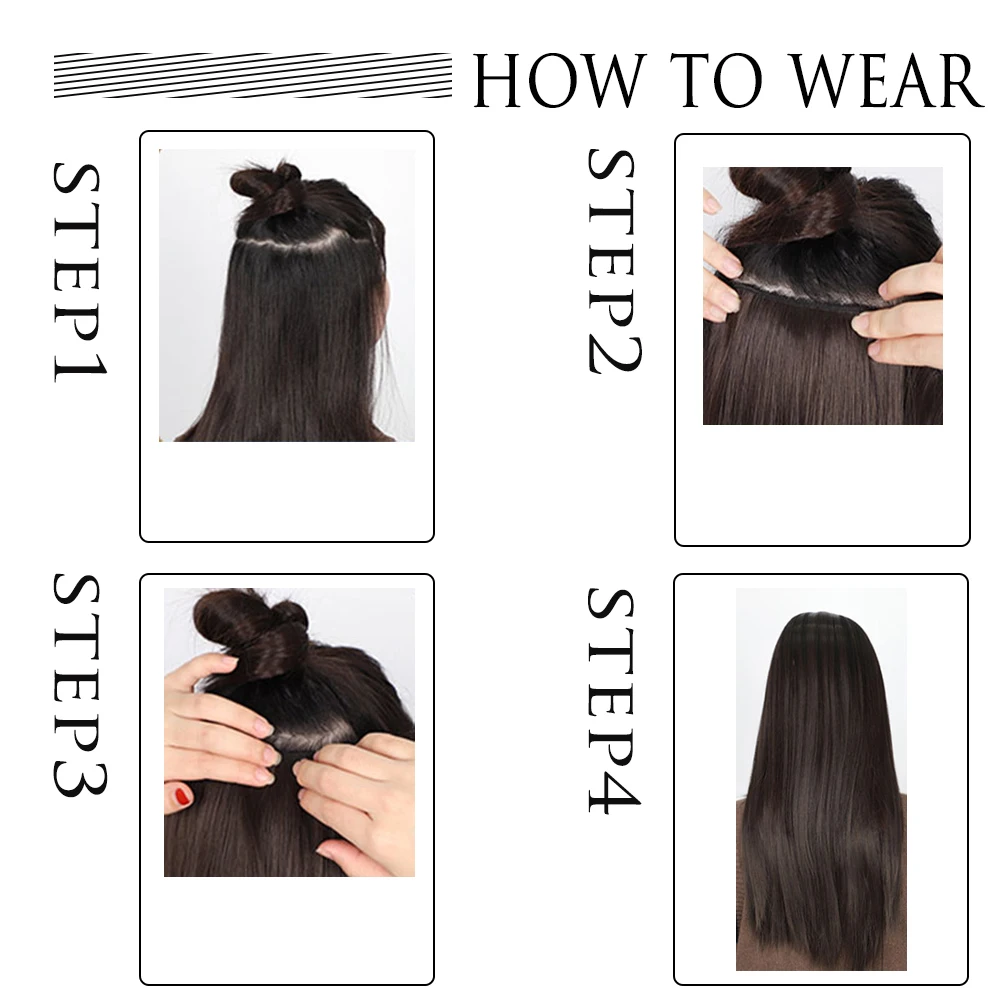 Long Straight Hairstyle 5 Clip Natural Hair Extension Synthetic Fiber Heat-Resistant Hairpiece 22\