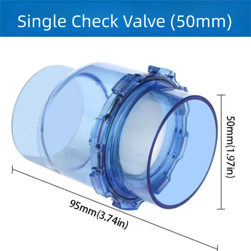 50mm Flap Check Valve Transparent Design Movable Valve Non-return Valve UPVC Material Anti-backflow Flap Valve Effluent Control