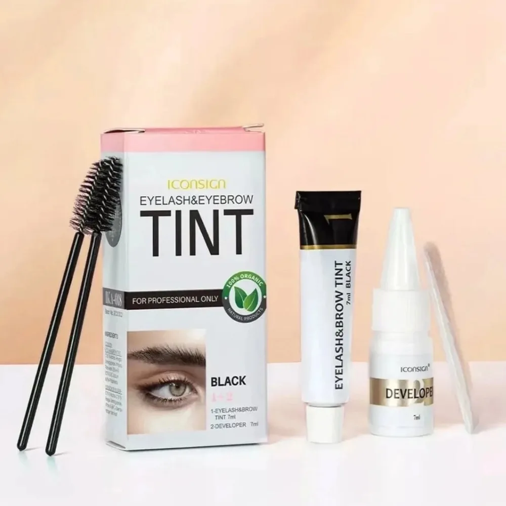 Sombra de ojos para cejas, juego de maquillaje para ojos, tinte de Color café negro, marrón, resistente al agua, crema de tinte para cejas semipermanente de secado rápido