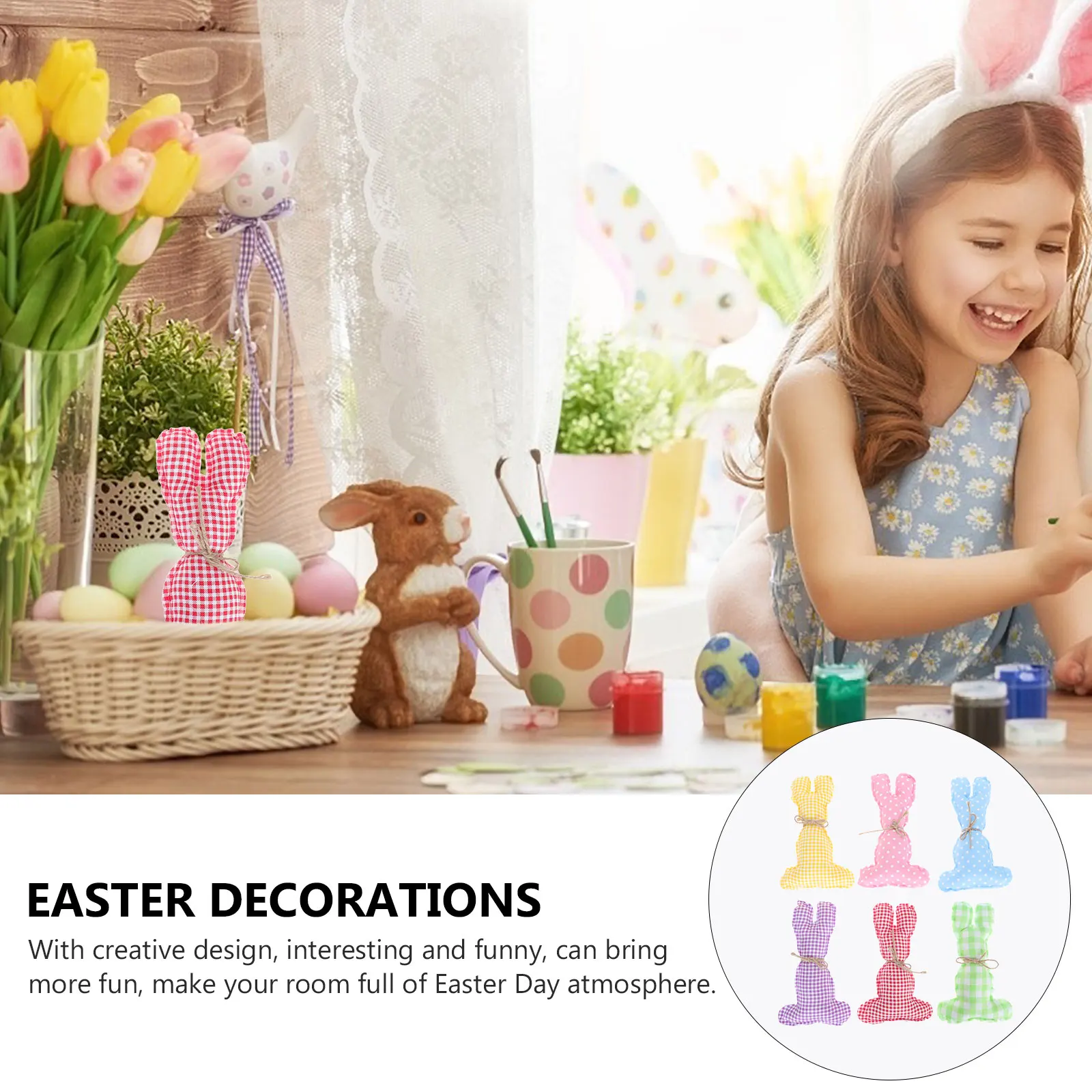 

6 Pcs Bunny for Decorations Stuffed Easter Rabbit Shape Ornament Decors Cloth Adorns