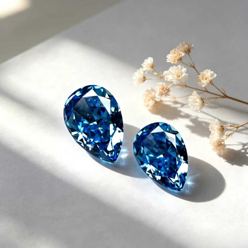 Kubischer Zirkonia Birnenform Künstlicher Zirkon Aquamarin-Farbe 5A+ Qualität CZ 4K-Schliff Crushed Ice Cut Hochkarätiger Diamant – Detail 5
