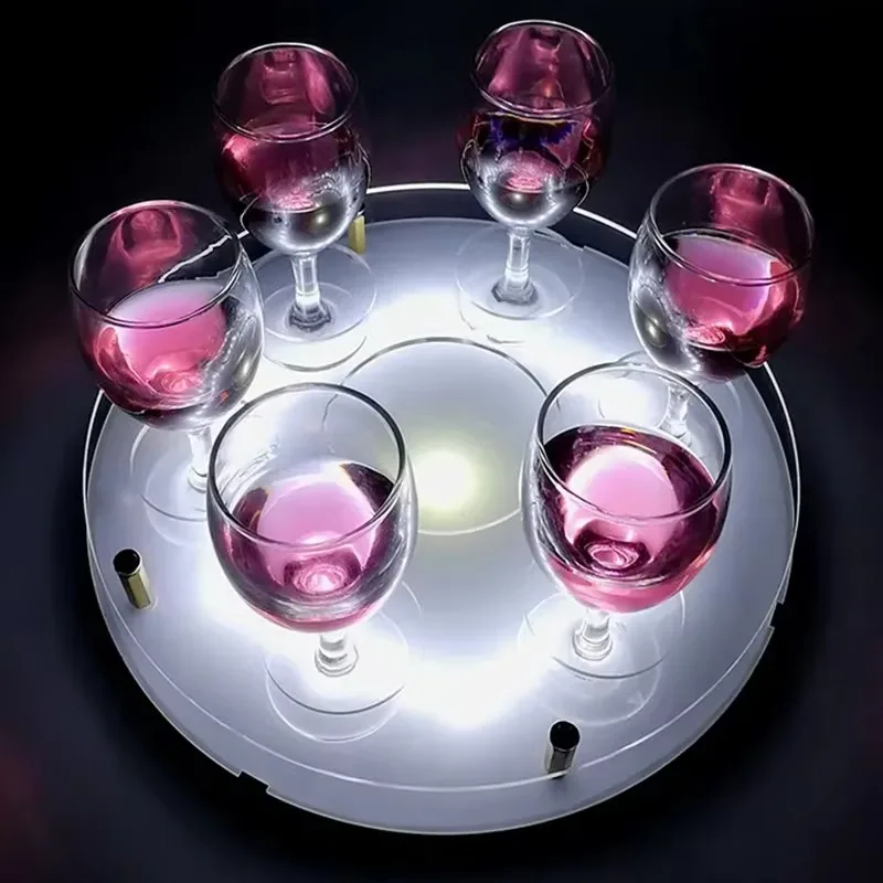 Eco Friendly Acrylic LED Bottle Service Tray Hot Sale Luminous Presenter for Bar Event Drink Display Equipment