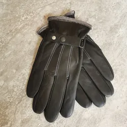 Gants en Cuir group pour Homme, Chauds et Doux, Doublure en Poils de Mouton, Mitaines en Peau de Mouton, Nouvelle Collection Hiver