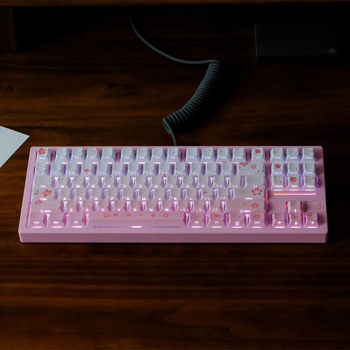 

Sakura side engraved light-transmitting keycaps, original height, mechanical keyboard wooting Mega lion