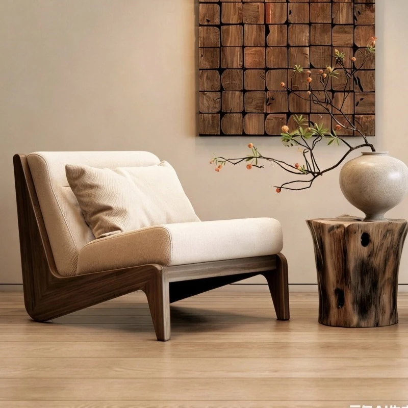 Solid wood single sofa household living room balcony single leisure chair